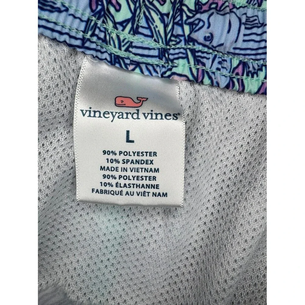 Men's Coral Reef Fish Print Swim Trunks L Beach Shorts Mesh Lined